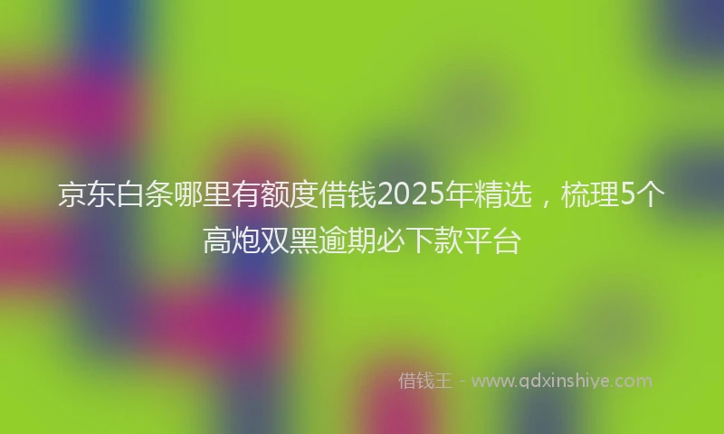 京东白条哪里有额度借钱2025年精选，梳理5个高炮双黑逾期必下款平台