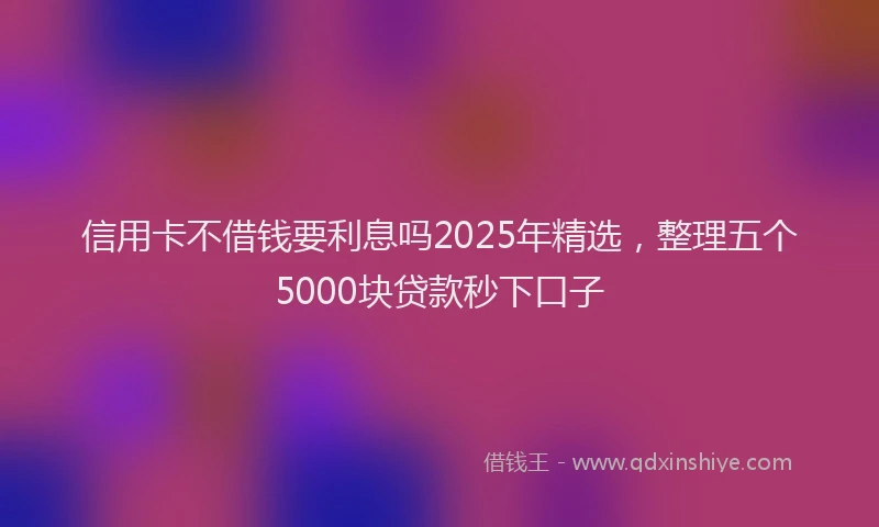 信用卡不借钱要利息吗2025年精选，整理五个5000块贷款秒下口子