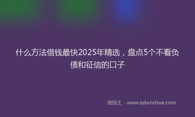 什么方法借钱最快2025年精选，盘点5个不看负债和征信的口子