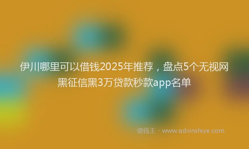伊川哪里可以借钱2025年推荐，盘点5个无视网黑征信黑3万贷款秒款app名单