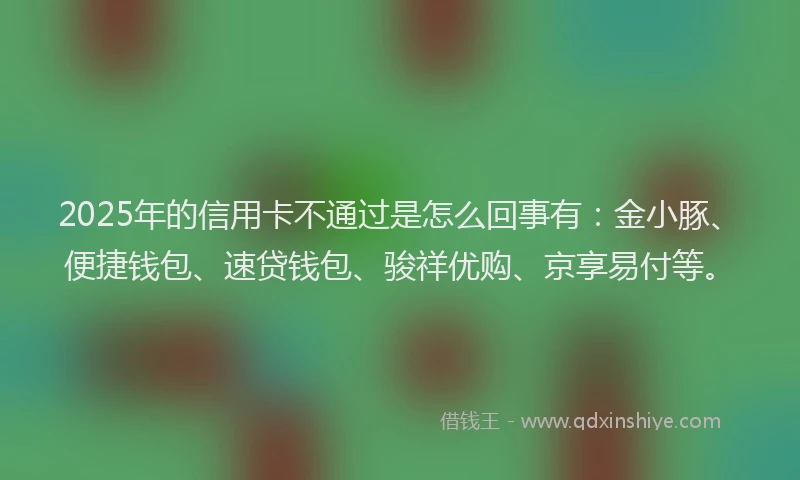 2025年的信用卡不通过是怎么回事有：金小豚、便捷钱包、速贷钱包、骏祥优购、京享易付等。