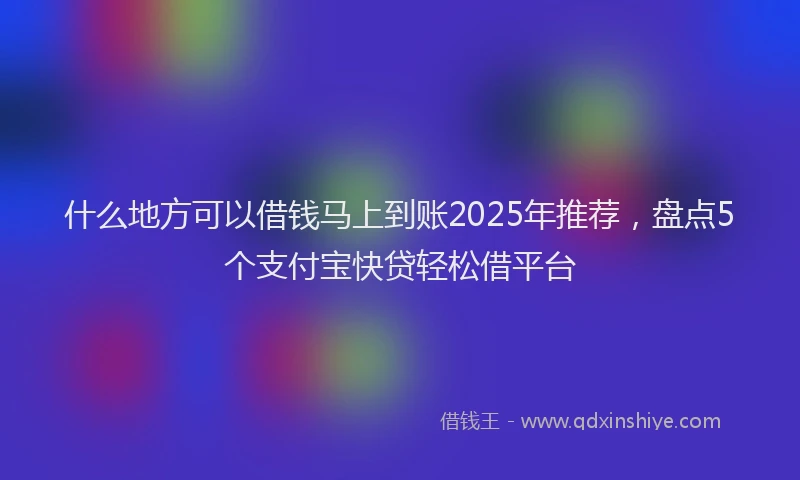 什么地方可以借钱马上到账2025年推荐，盘点5个支付宝快贷轻松借平台