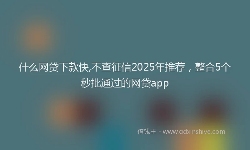 什么网贷下款快,不查征信2025年推荐，整合5个秒批通过的网贷app