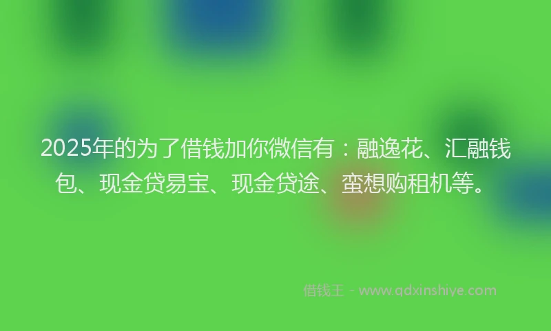 2025年的为了借钱加你微信有:融逸花、汇融钱包、现金贷易宝、现金贷途、蛮想购租机等。