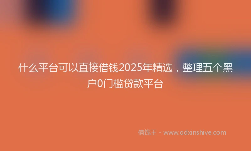 什么平台可以直接借钱2025年精选，整理五个黑户0门槛贷款平台