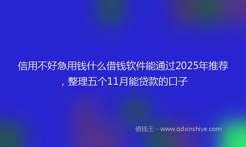 信用不好急用钱什么借钱软件能通过2025年推荐，整理五个11月能贷款的口子