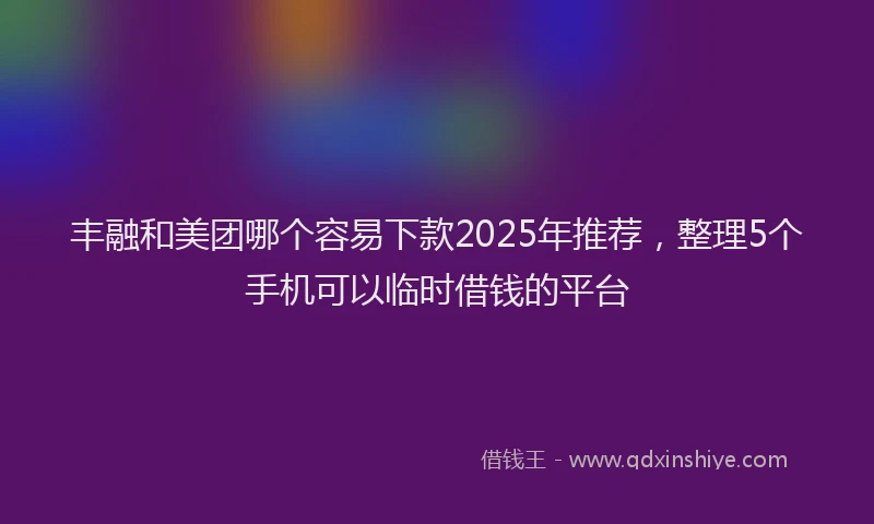 丰融和美团哪个容易下款2025年推荐，整理5个手机可以临时借钱的平台