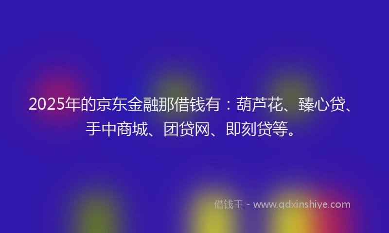 2025年的京东金融那借钱有：葫芦花、臻心贷、手中商城、团贷网、即刻贷等。