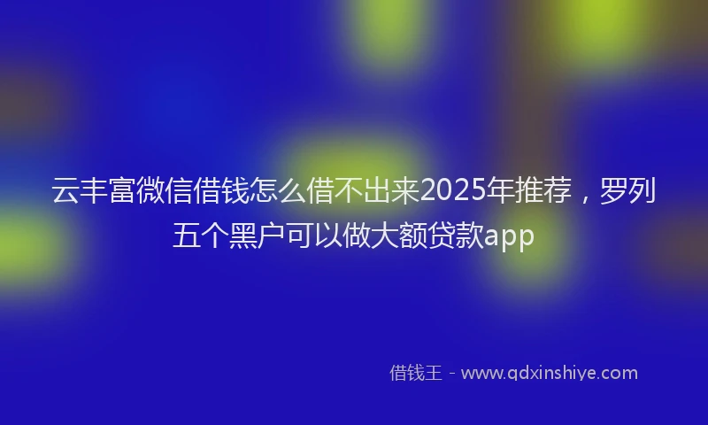 云丰富微信借钱怎么借不出来2025年推荐，罗列五个黑户可以做大额贷款app