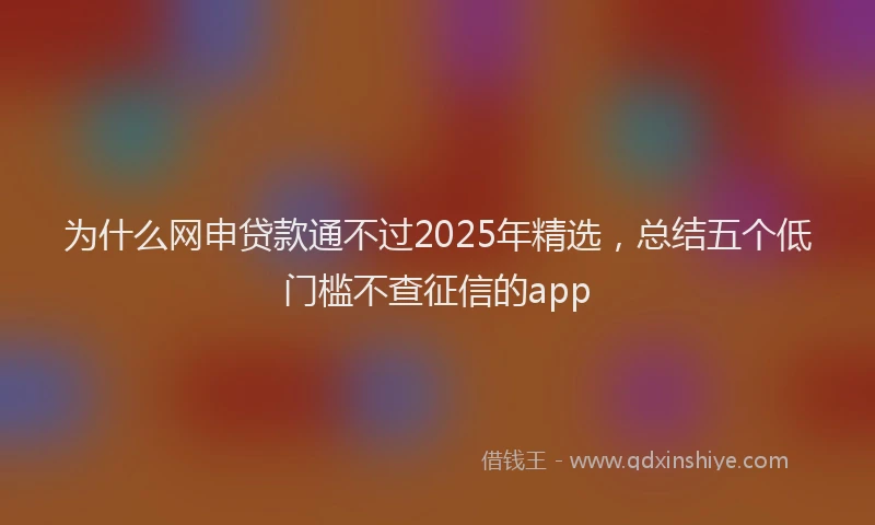 为什么网申贷款通不过2025年精选，总结五个低门槛不查征信的app