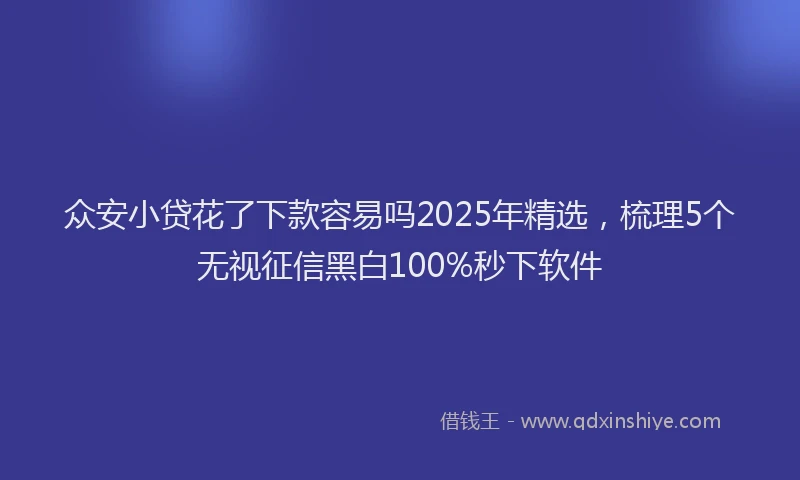 众安小贷花了下款容易吗2025年精选，梳理5个无视征信黑白100%秒下软件