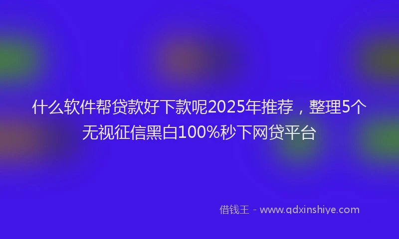 什么软件帮贷款好下款呢2025年推荐，整理5个无视征信黑白100%秒下网贷平台
