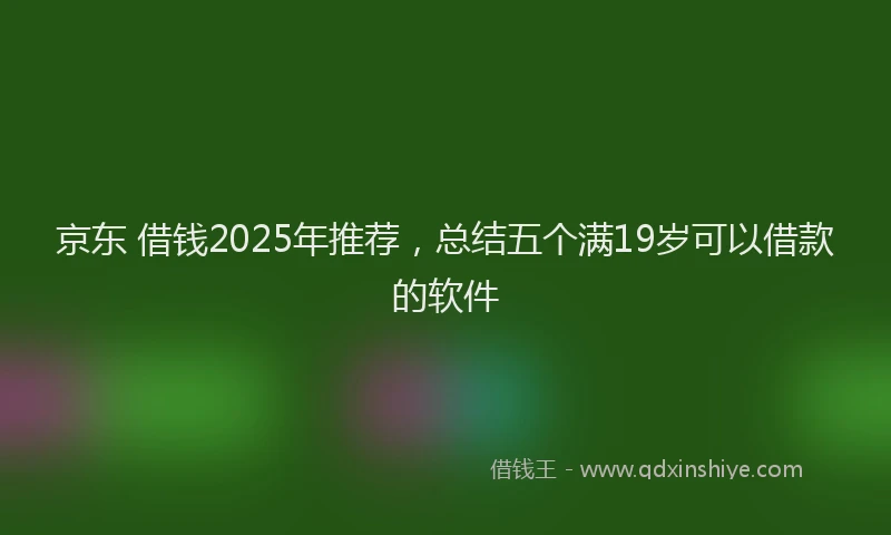 京东 借钱2025年推荐，总结五个满19岁可以借款的软件