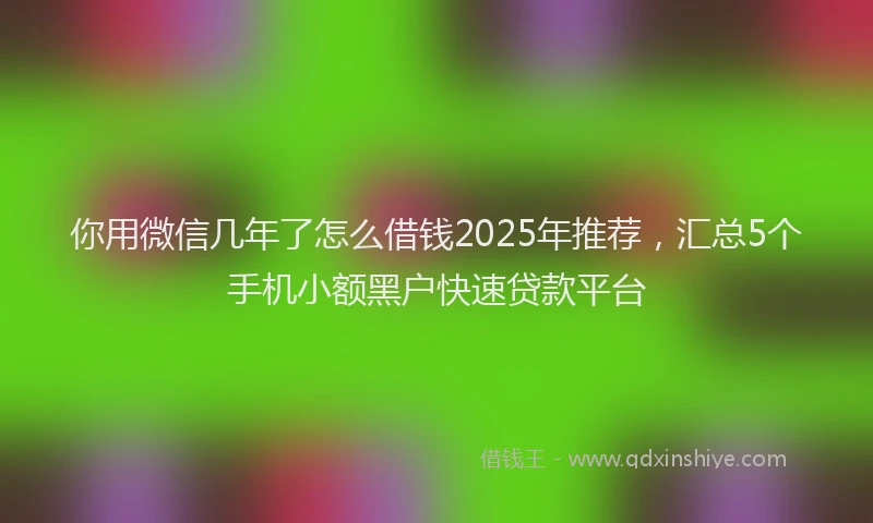 你用微信几年了怎么借钱2025年推荐，汇总5个手机小额黑户快速贷款平台