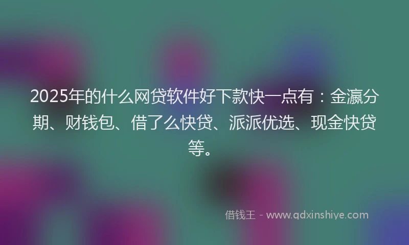 2025年的什么网贷软件好下款快一点有：金瀛分期、财钱包、借了么快贷、派派优选、现金快贷等。
