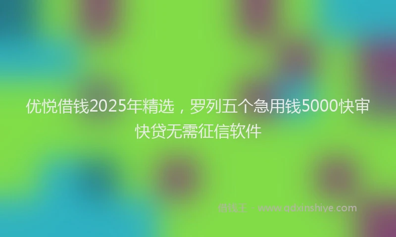 优悦借钱2025年精选，罗列五个急用钱5000快审快贷无需征信软件