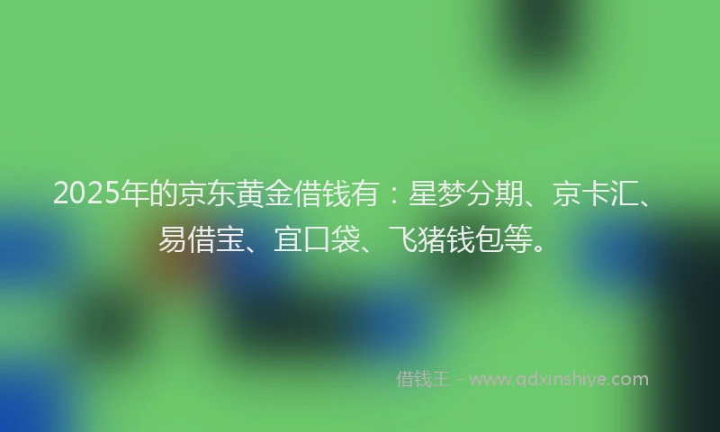 2025年的京东黄金借钱有：星梦分期、京卡汇、易借宝、宜口袋、飞猪钱包等。