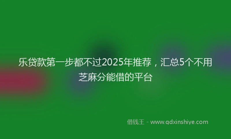 乐贷款第一步都不过2025年推荐，汇总5个不用芝麻分能借的平台