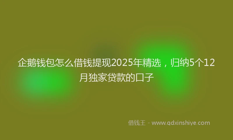 企鹅钱包怎么借钱提现2025年精选，归纳5个12月独家贷款的口子