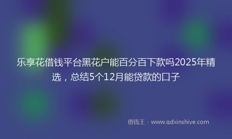 乐享花借钱平台黑花户能百分百下款吗2025年精选，总结5个12月能贷款的口子