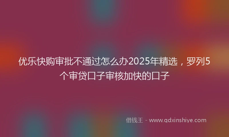 优乐快购审批不通过怎么办2025年精选，罗列5个审贷口子审核加快的口子