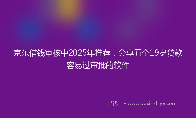 京东借钱审核中2025年推荐，分享五个19岁贷款容易过审批的软件