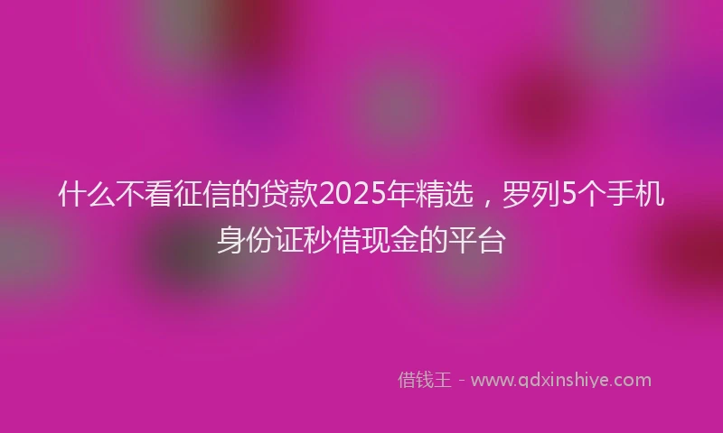 什么不看征信的贷款2025年精选，罗列5个手机身份证秒借现金的平台