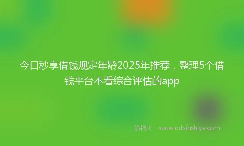 今日秒享借钱规定年龄2025年推荐，整理5个借钱平台不看综合评估的app