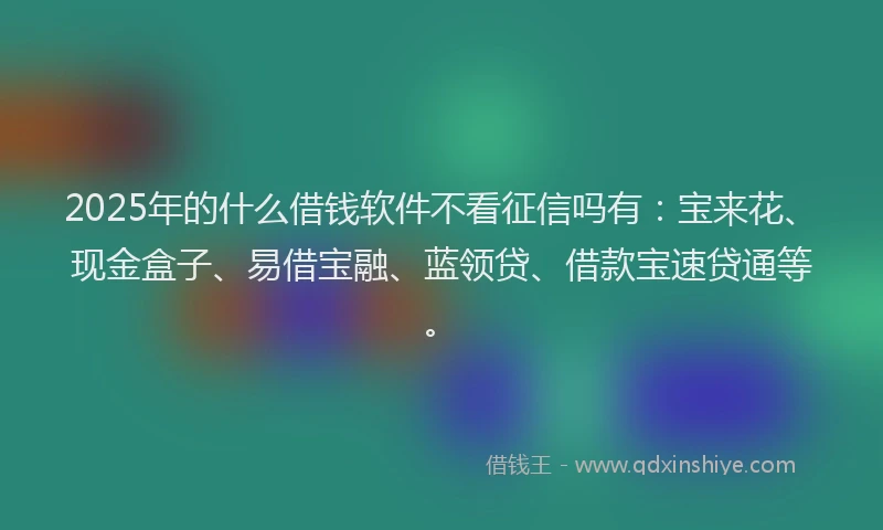 2025年的什么借钱软件不看征信吗有：宝来花、现金盒子、易借宝融、蓝领贷、借款宝速贷通等。