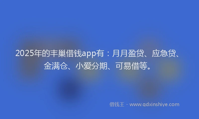 2025年的丰巢借钱app有：月月盈贷、应急贷、金满仓、小爱分期、可易借等。