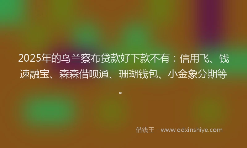 2025年的乌兰察布贷款好下款不有：信用飞、钱速融宝、森森借呗通、珊瑚钱包、小金象分期等。