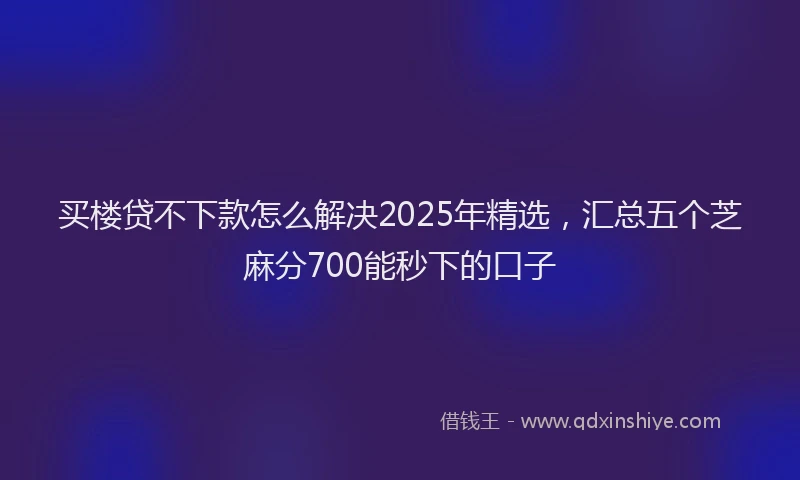 买楼贷不下款怎么解决2025年精选，汇总五个芝麻分700能秒下的口子