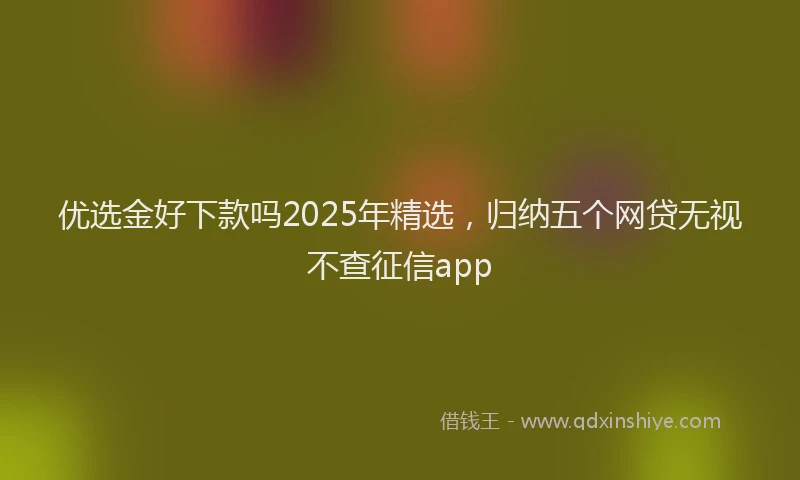 优选金好下款吗2025年精选，归纳五个网贷无视不查征信app