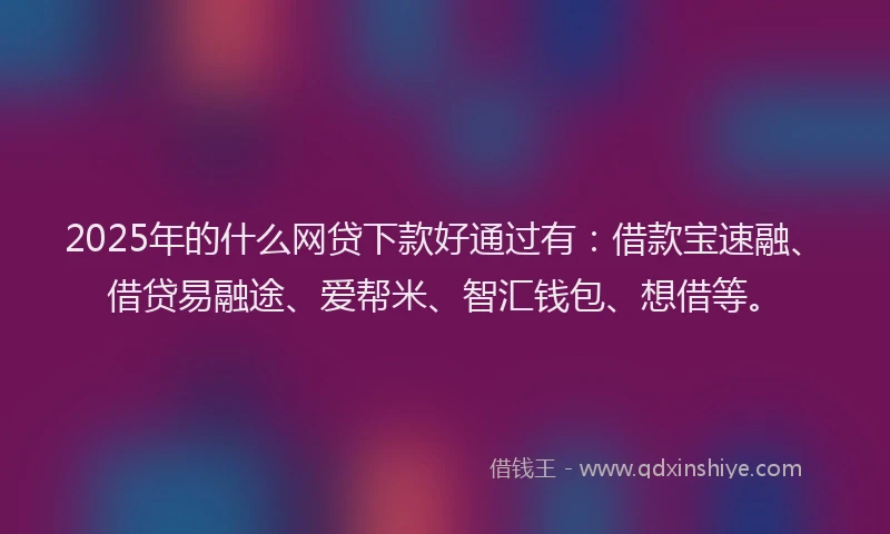 2025年的什么网贷下款好通过有：借款宝速融、借贷易融途、爱帮米、智汇钱包、想借等。