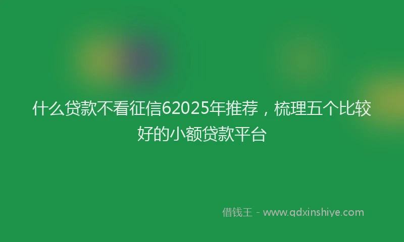 什么贷款不看征信62025年推荐，梳理五个比较好的小额贷款平台