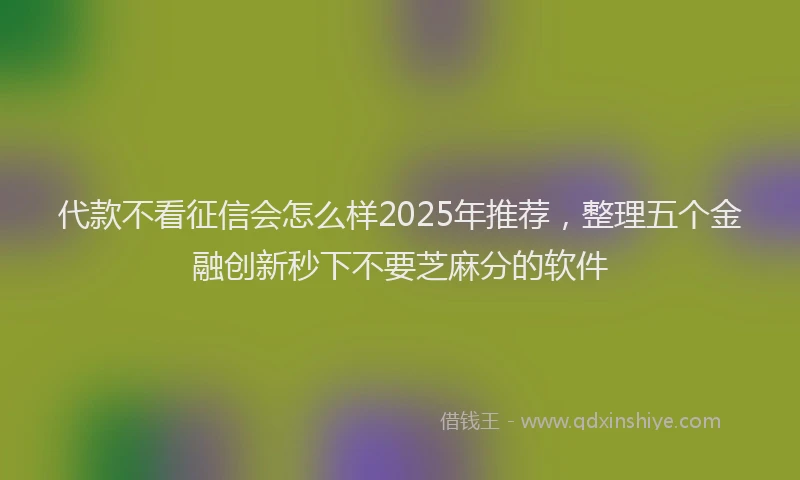 代款不看征信会怎么样2025年推荐，整理五个金融创新秒下不要芝麻分的软件