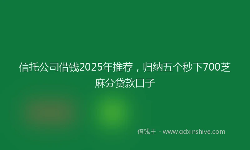 信托公司借钱2025年推荐，归纳五个秒下700芝麻分贷款口子