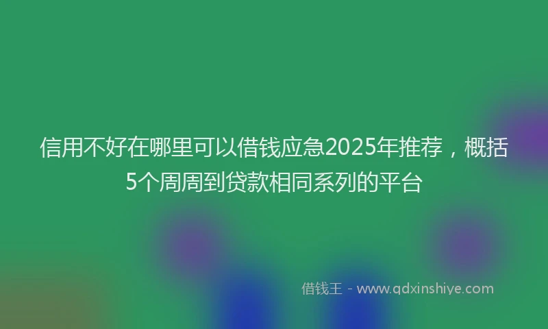 信用不好在哪里可以借钱应急2025年推荐，概括5个周周到贷款相同系列的平台