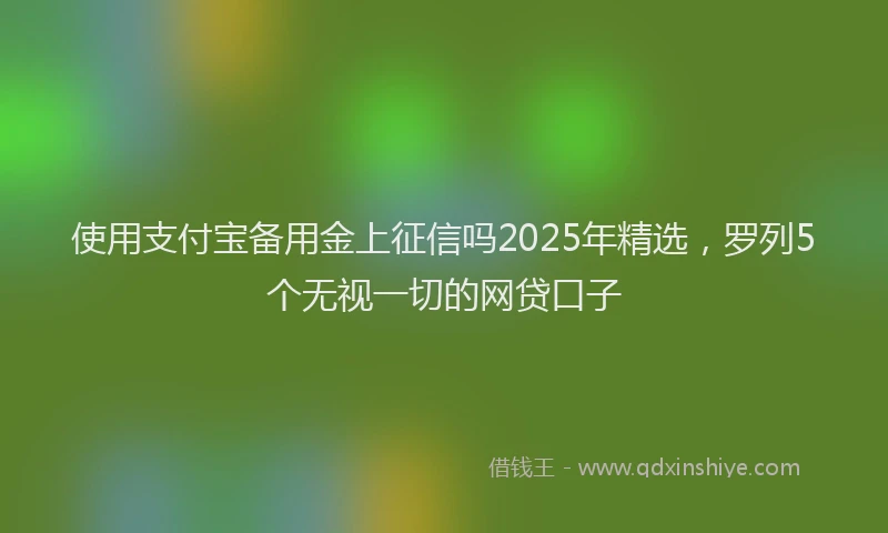 使用支付宝备用金上征信吗2025年精选，罗列5个无视一切的网贷口子