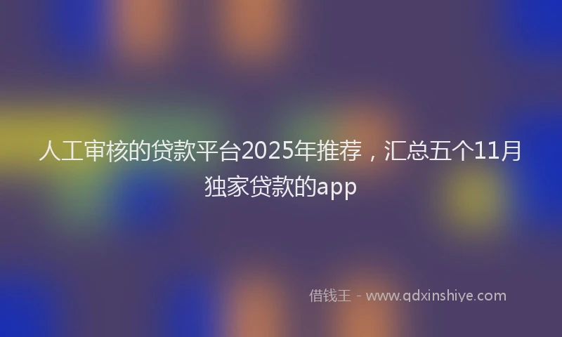 人工审核的贷款平台2025年推荐,汇总五个11月独家贷款的app