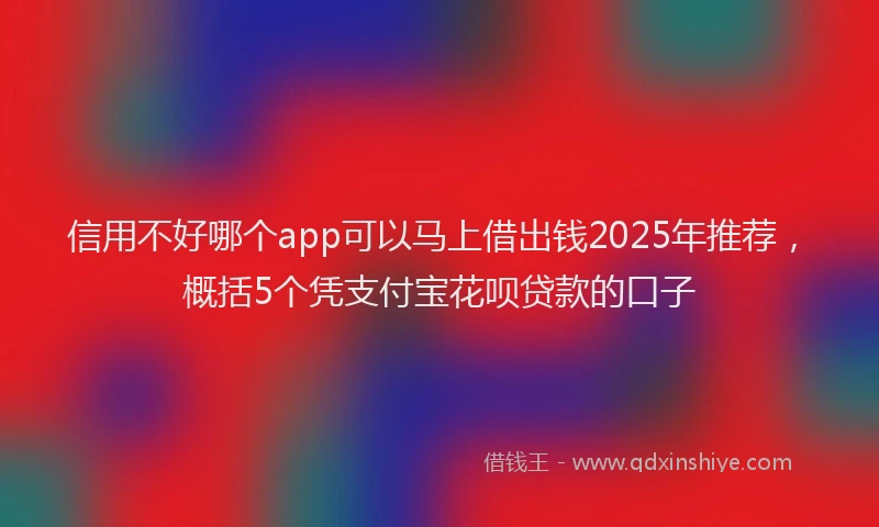 信用不好哪个app可以马上借出钱2025年推荐，概括5个凭支付宝花呗贷款的口子