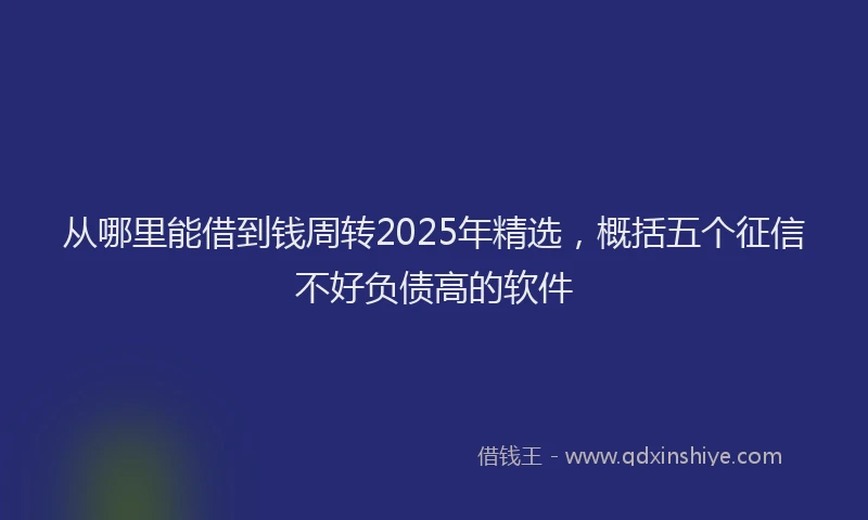 从哪里能借到钱周转2025年精选，概括五个征信不好负债高的软件