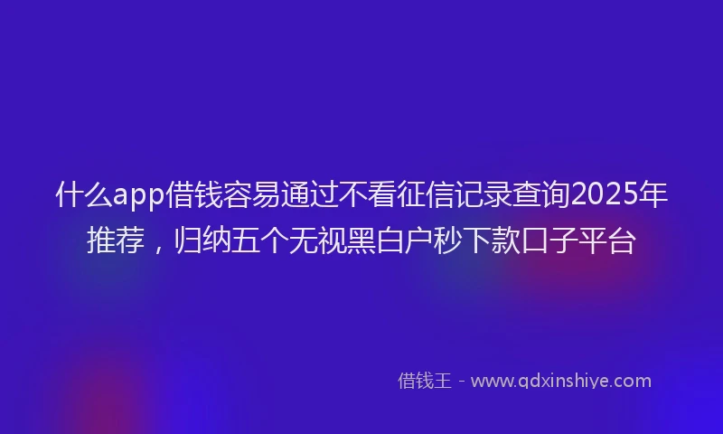 什么app借钱容易通过不看征信记录查询2025年推荐，归纳五个无视黑白户秒下款口子平台