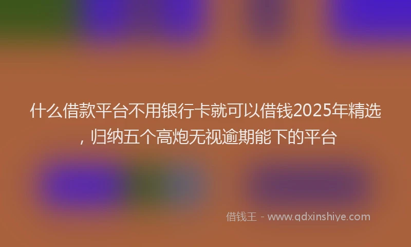 什么借款平台不用银行卡就可以借钱2025年精选，归纳五个高炮无视逾期能下的平台