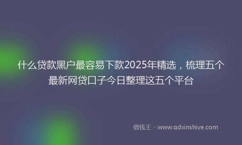 什么贷款黑户最容易下款2025年精选，梳理五个最新网贷口子今日整理这五个平台