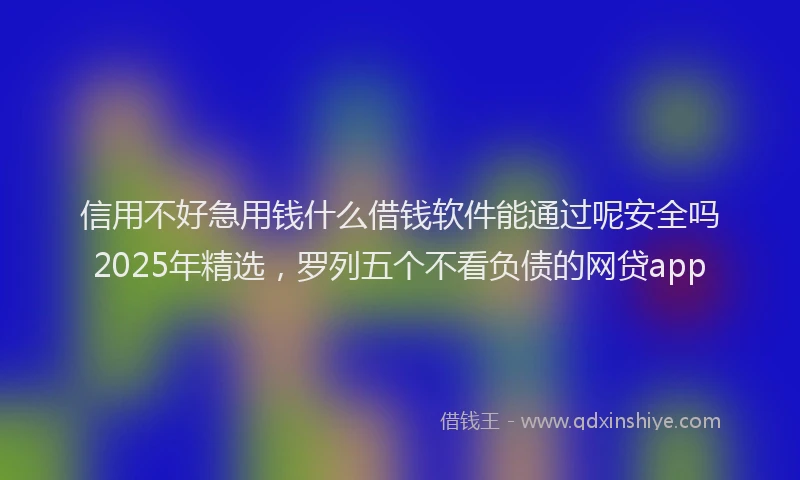 信用不好急用钱什么借钱软件能通过呢安全吗2025年精选，罗列五个不看负债的网贷app