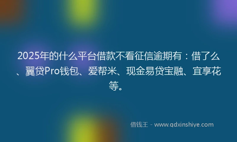 2025年的什么平台借款不看征信逾期有：借了么、翼贷Pro钱包、爱帮米、现金易贷宝融、宜享花等。