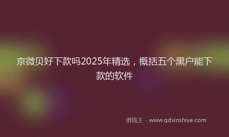 京微贝好下款吗2025年精选，概括五个黑户能下款的软件