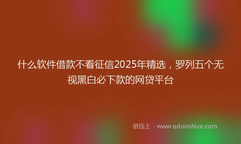 什么软件借款不看征信2025年精选，罗列五个无视黑白必下款的网贷平台
