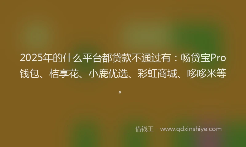 2025年的什么平台都贷款不通过有：畅贷宝Pro钱包、桔享花、小鹿优选、彩虹商城、哆哆米等。